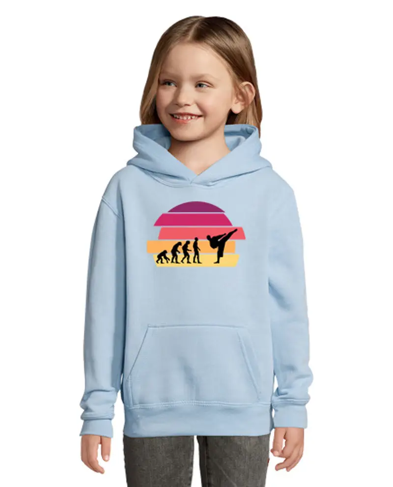 Felpa per bambini con cappuccio evoluzione umanità karate