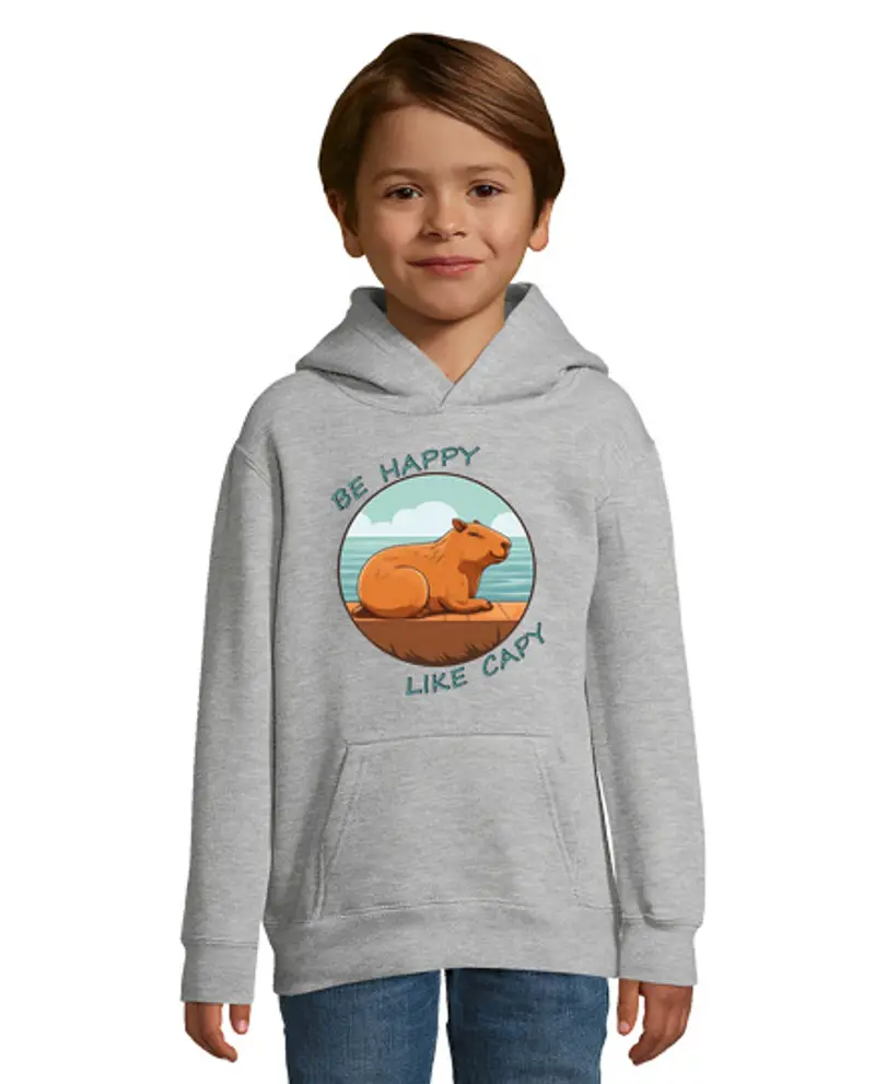Felpa per bambini con cappuccio felice come un capibara