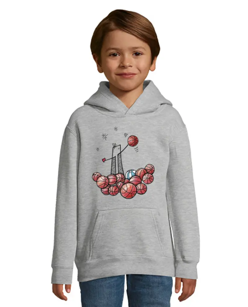 Felpa per bambini con cappuccio felpa bambino piano-basket con sfondi chiari