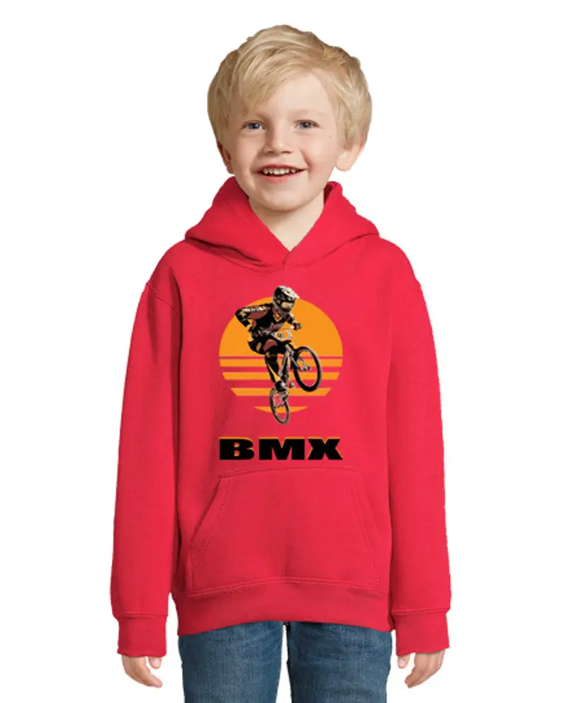 Felpa per bambini con cappuccio felpa per bambini con cappuccio, rossa, bmx