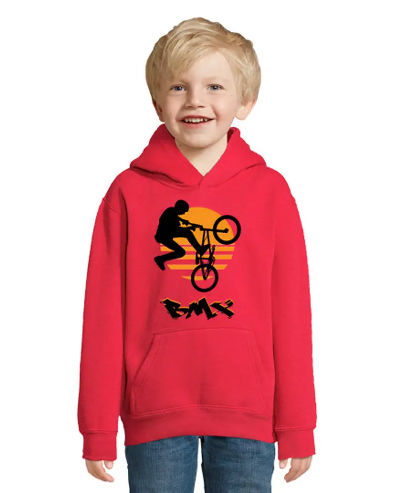 Felpa per bambini con cappuccio felpa per bambini con cappuccio, rossa, bmx