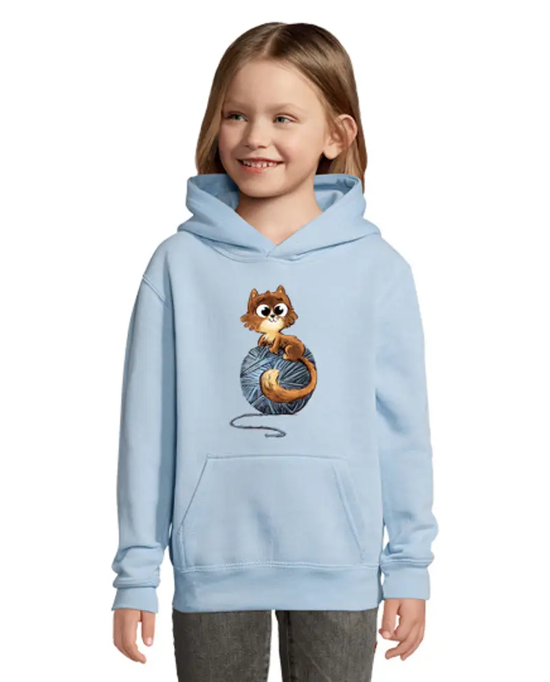Felpa per bambini con cappuccio gatto con la palla