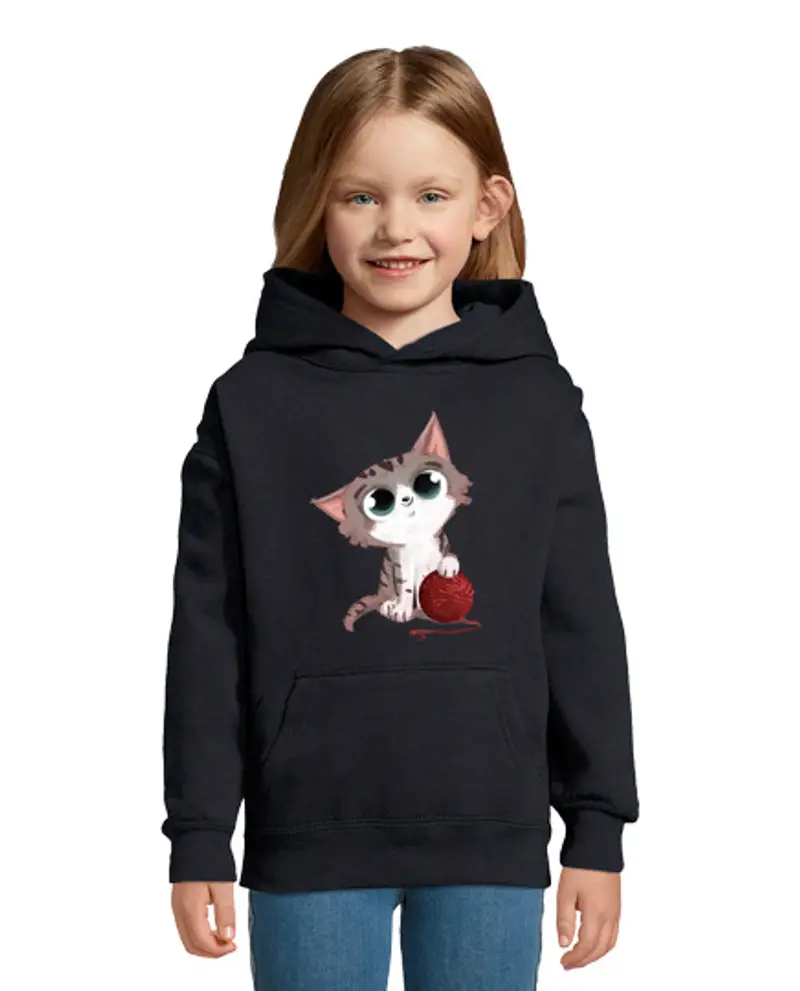 Felpa per bambini con cappuccio gatto o palla di l ana