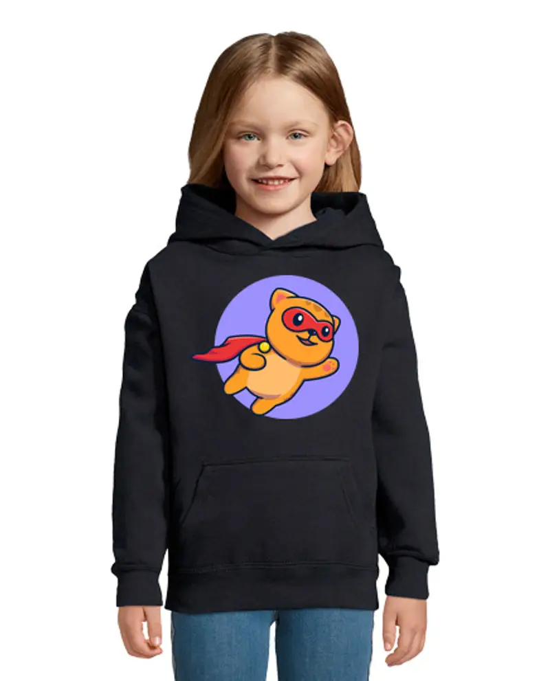 Felpa per bambini con cappuccio gatto super eroe
