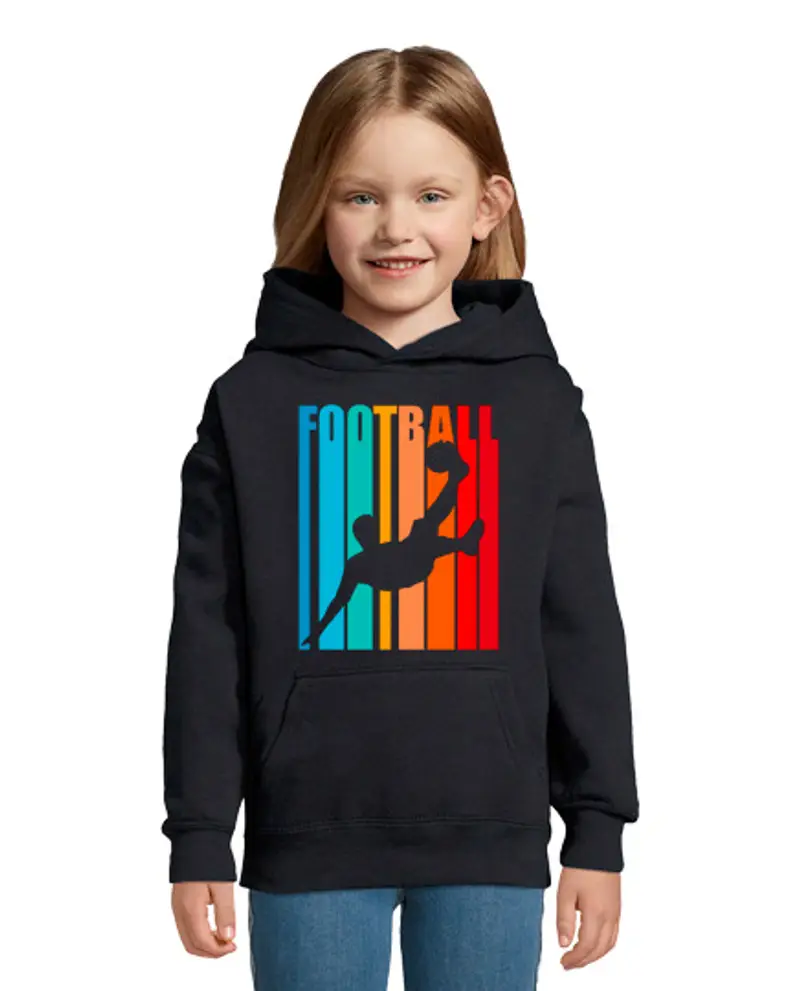 Felpa per bambini con cappuccio giocatore di calcio colorato