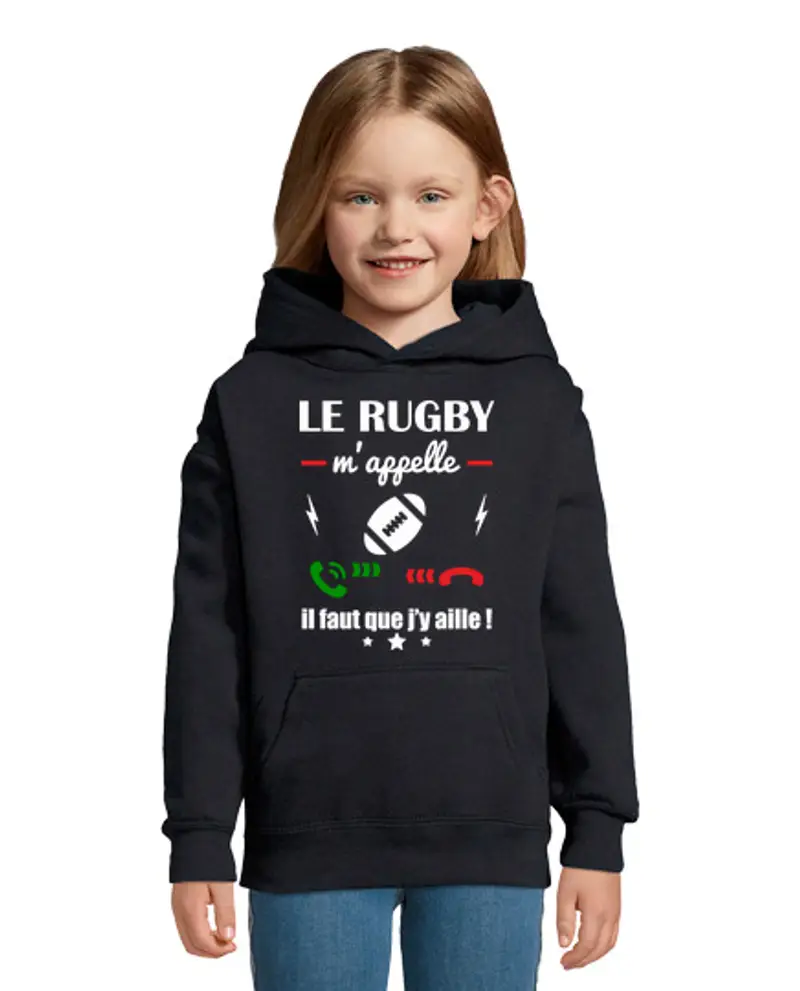 Felpa per bambini con cappuccio il rugby mi sta chiamando giocatore di