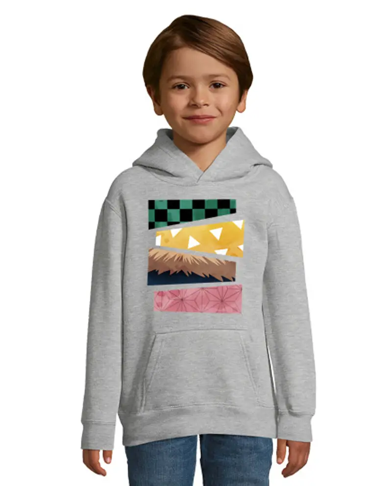 Felpa per bambini con cappuccio kimetsu minimal