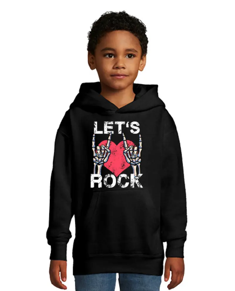 Felpa per bambini con cappuccio Lets Rock Retro Guitarist Drummer Rock