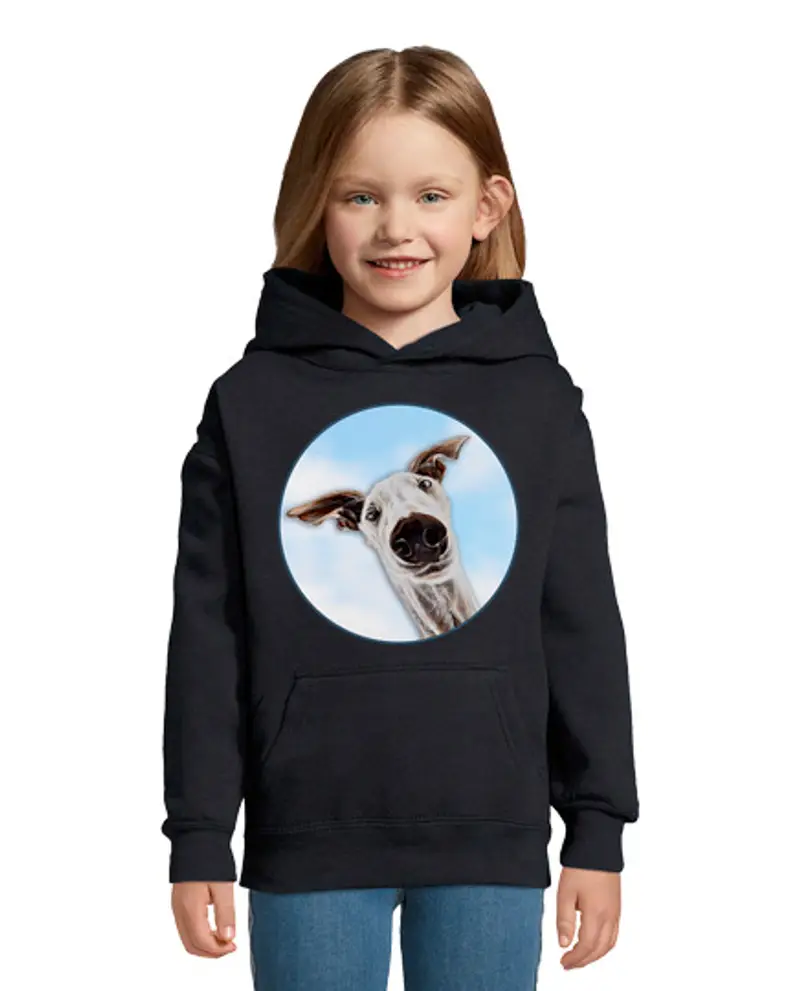 Felpa per bambini con cappuccio Levriero faccia con il cielo