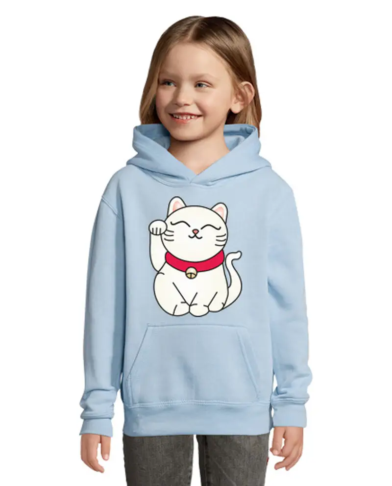 Felpa per bambini con cappuccio maneki neko