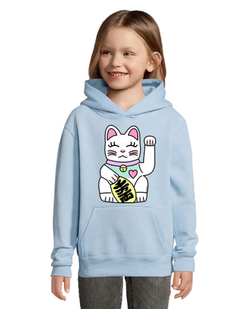 Felpa per bambini con cappuccio maneki neko kawaii