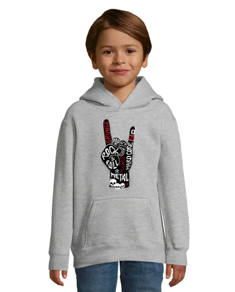 Felpa per bambini con cappuccio mano rocker