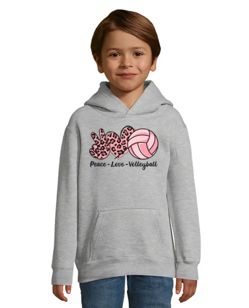 Felpa per bambini con cappuccio Pallavolo Peace Love Volleyball