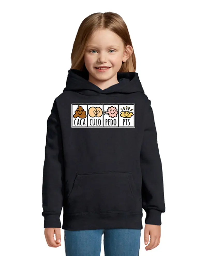 Felpa per bambini con cappuccio pedo pedo fart (sfondo scuro)