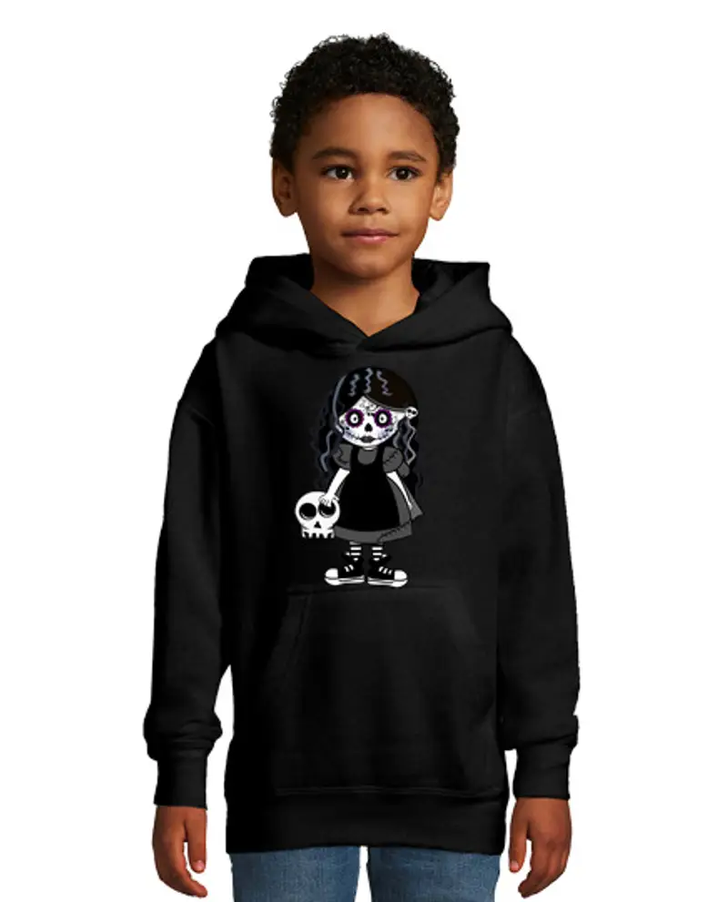 Felpa per bambini con cappuccio ragazza teschio zucchero