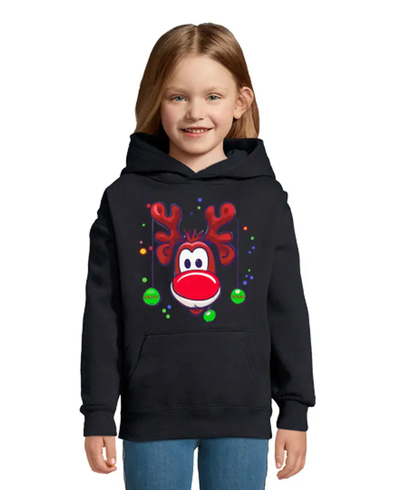 Felpa per bambini con cappuccio renna rudolph buon natale disegno