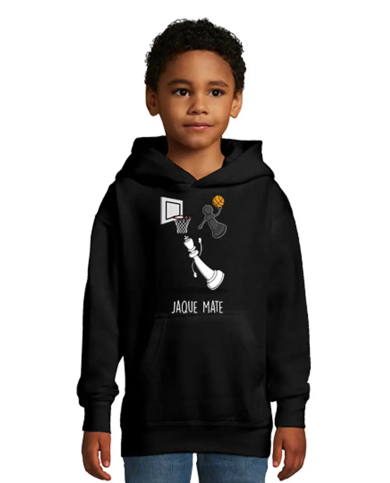 Felpa per bambini con cappuccio scacco matto nero