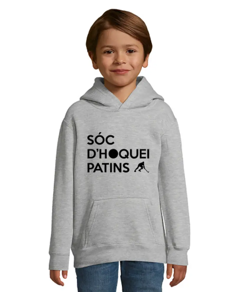 Felpa per bambini con cappuccio soc dhoquei pattini nero
