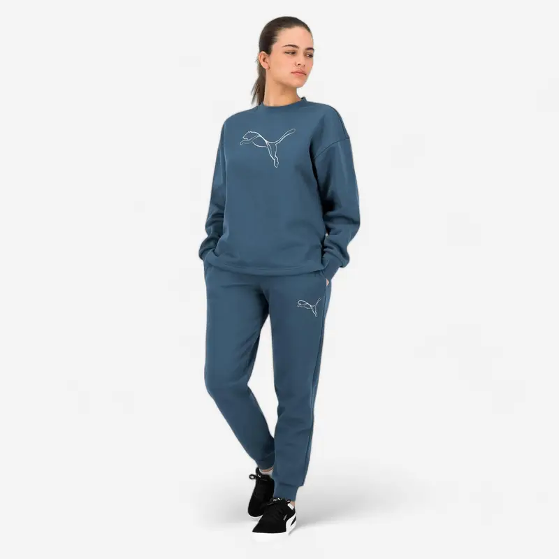 Felpa Puma donna palestra girocollo pesante blu |  Puma