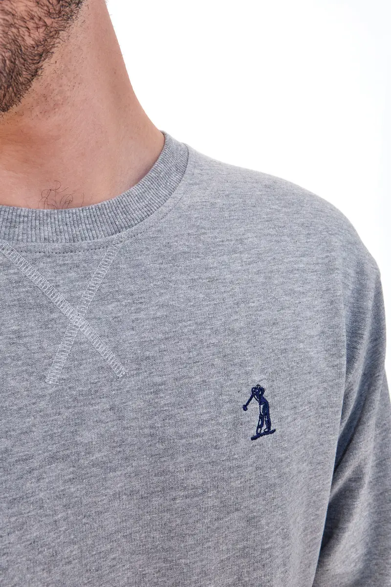 Felpa senza cappuccio Grigio Melange US Golf Club 1354 miniatura 3