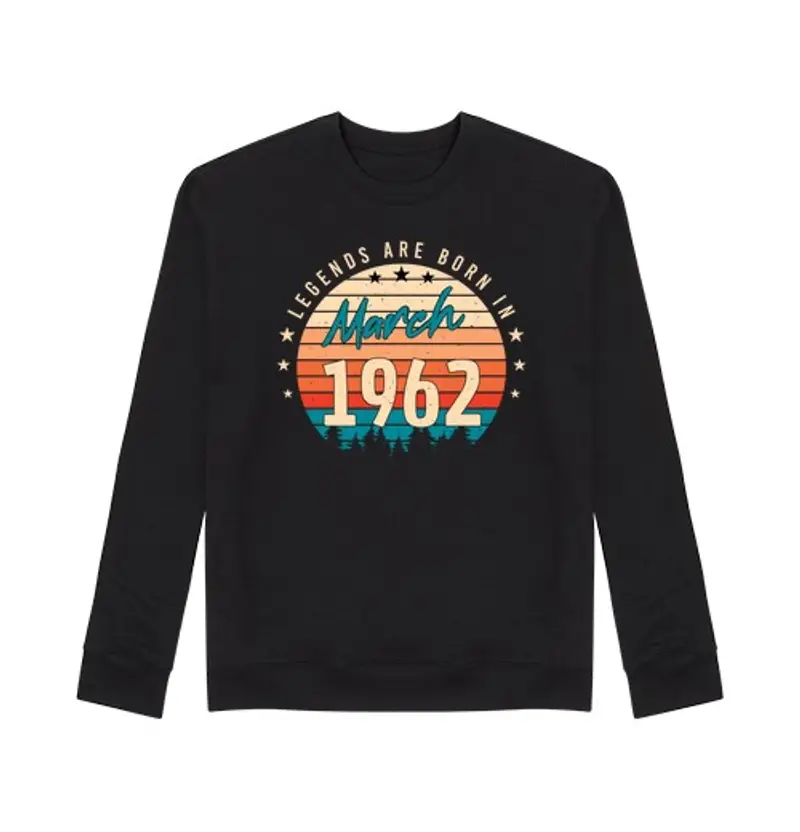 Felpa unisex 1962 a marzo vintage