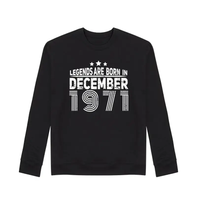 Felpa unisex 1971 a dicembre idea regalo vintage