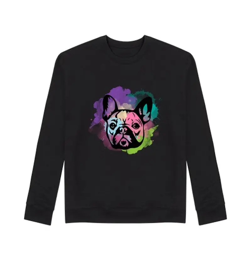 Felpa unisex amante dei cani i splash arte bulldog f