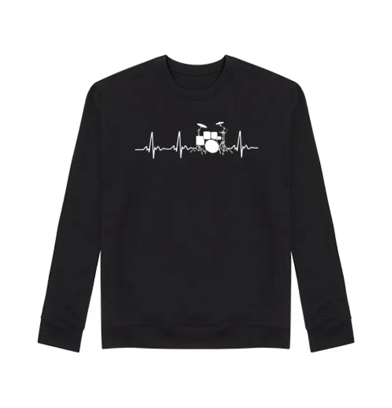 Felpa unisex battito cardiaco del batterista - idea regalo divertente