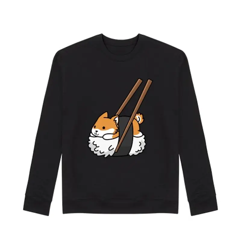 Felpa unisex cane shiba inu sushi