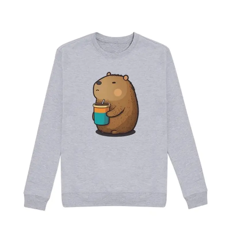 Felpa unisex capibara con caffè