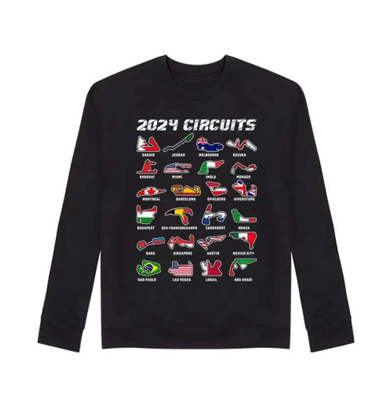 Felpa unisex circuiti formula 1 2024 bandiere regalo auto da corsa