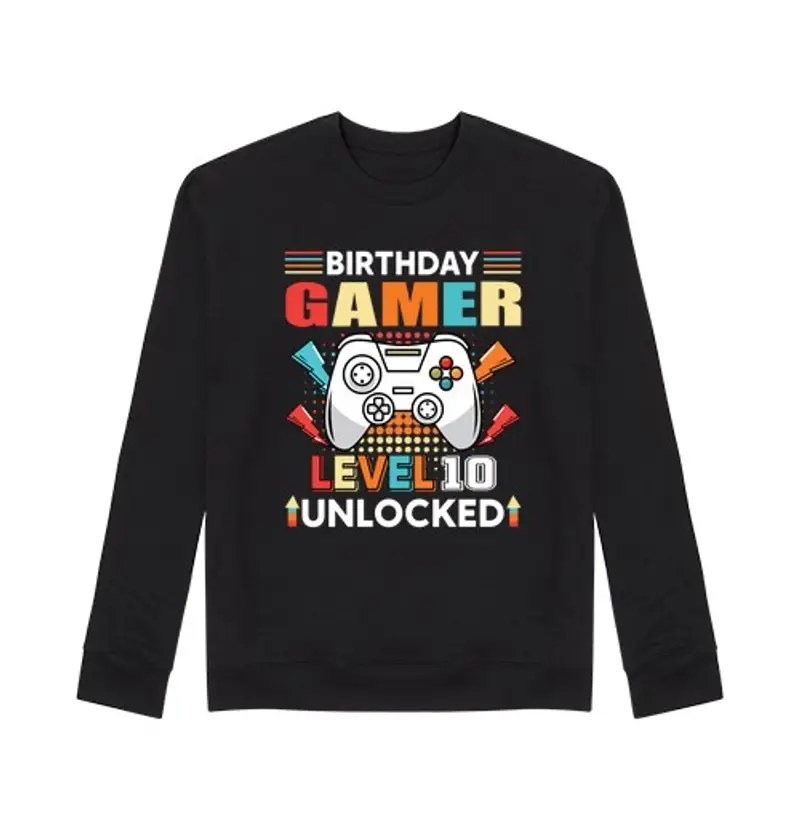 Felpa unisex compleanno giocatore livello 10 sblocca