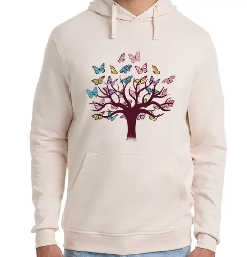 Felpa unisex con cappuccio albero delle farfalle