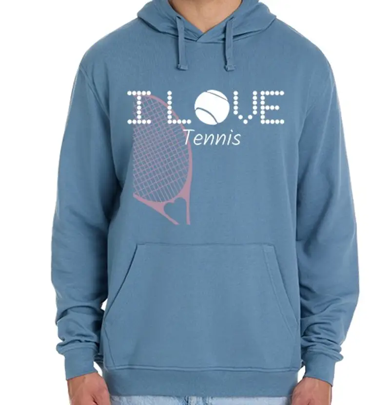 Felpa unisex con cappuccio amoree il tennis bianco