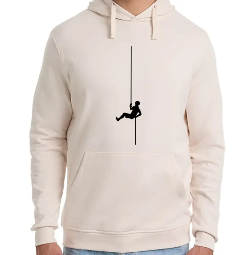 Felpa unisex con cappuccio arrampicata in corda doppia