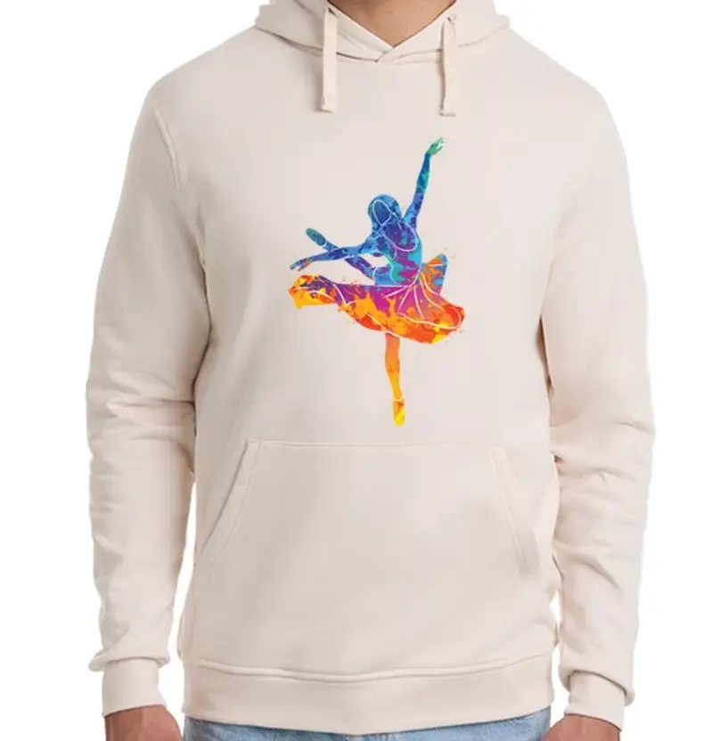 Felpa unisex con cappuccio ballerina dell39acquerello