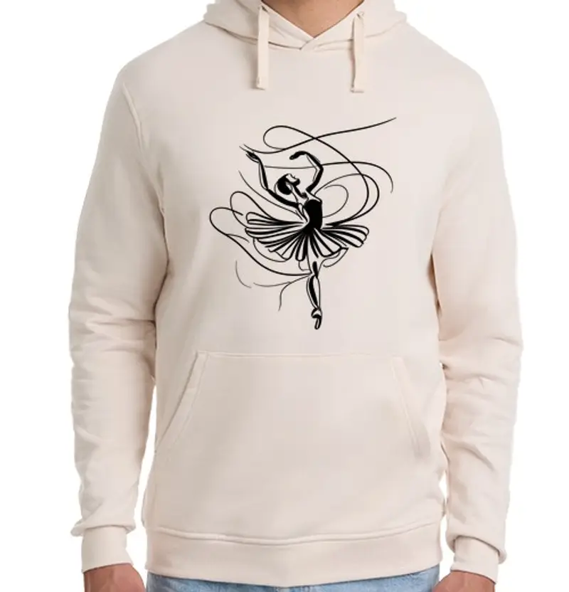 Felpa unisex con cappuccio ballerina un disegno a tratteggio