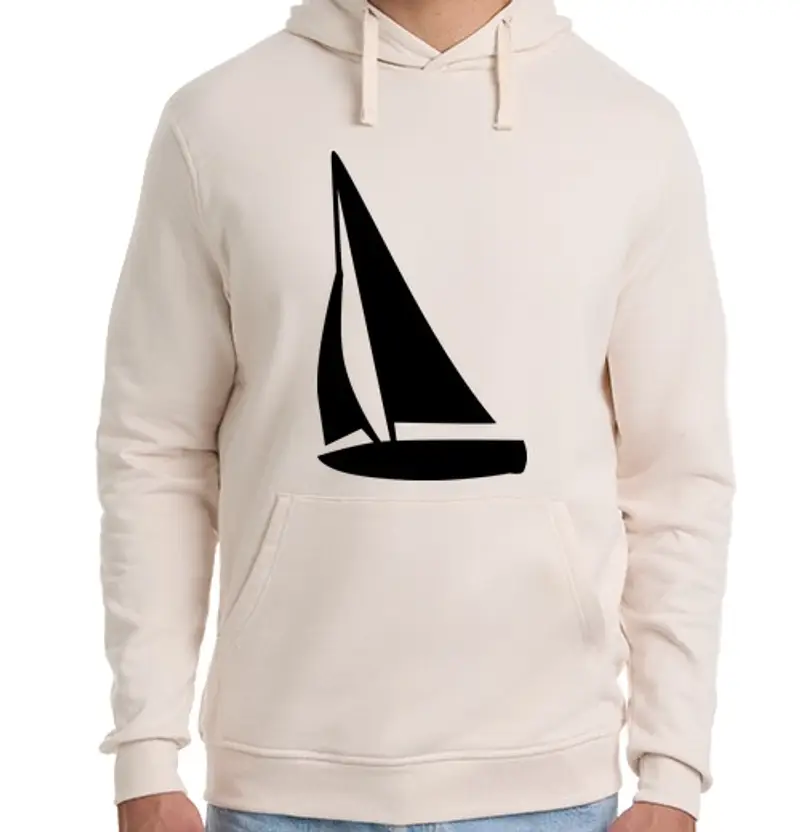Felpa unisex con cappuccio barca a vela nera