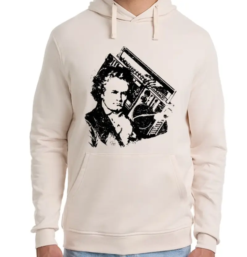 Felpa unisex con cappuccio beethoven hip-hop ghettoblaster