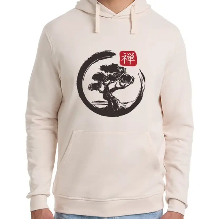 Felpa unisex con cappuccio bonsai zen enso circle giapponese