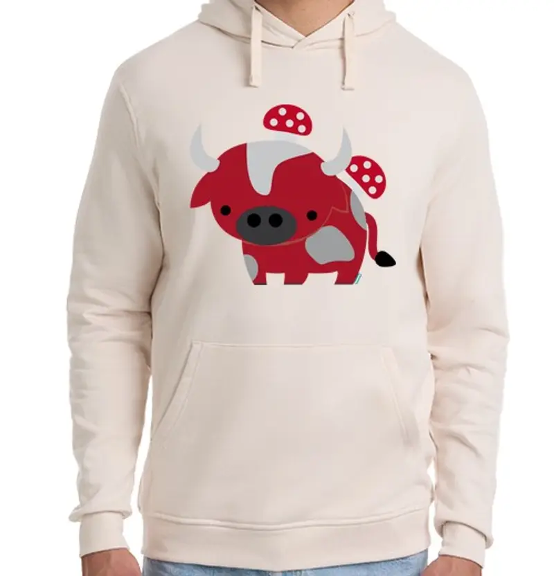 Felpa unisex con cappuccio bubble mine artigianale mucche eta