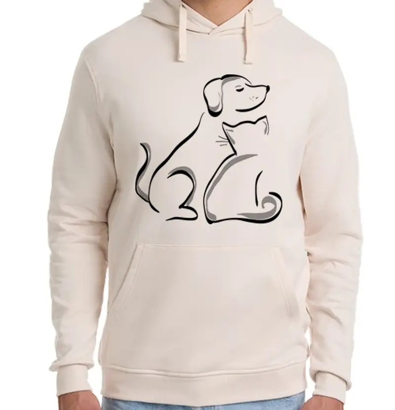 Felpa unisex con cappuccio cane e gatto