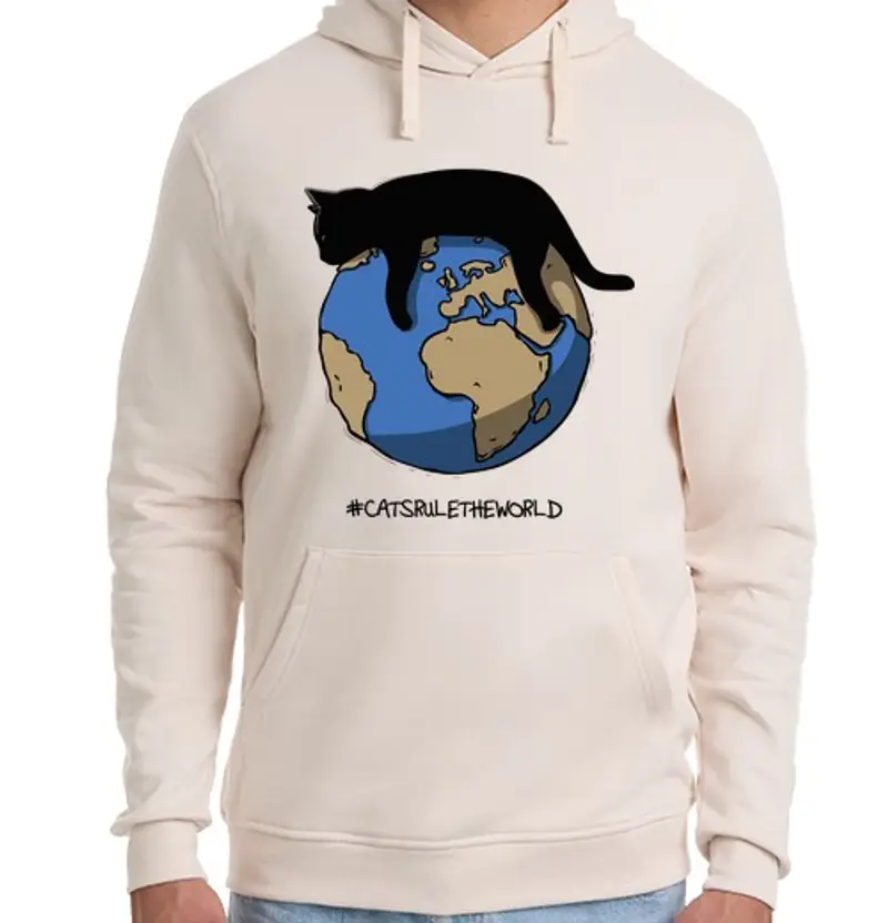 Felpa unisex con cappuccio cats governano il world