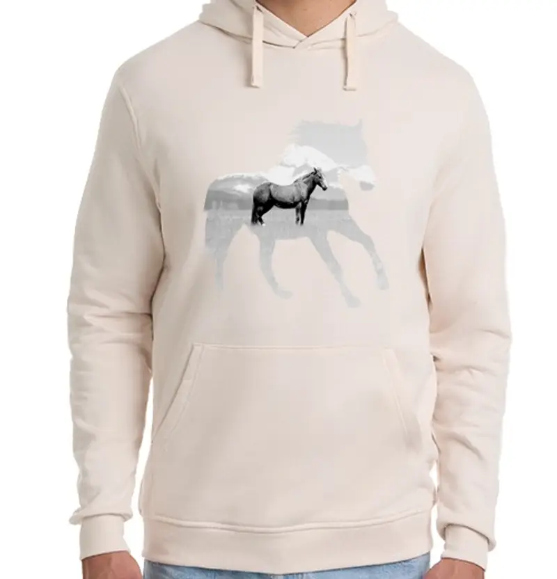Felpa unisex con cappuccio cavallo calmo