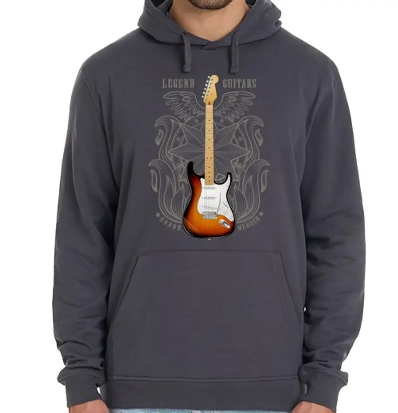 Felpa unisex con cappuccio chitarra ellettrica legend aria st rat