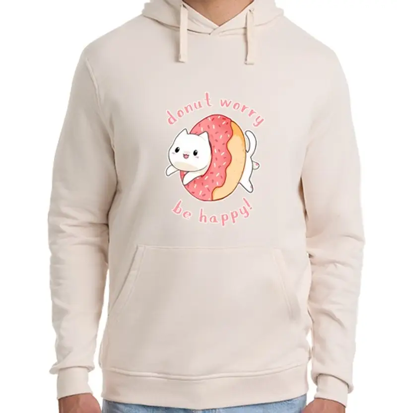 Felpa unisex con cappuccio ciambella preoccupazione cat