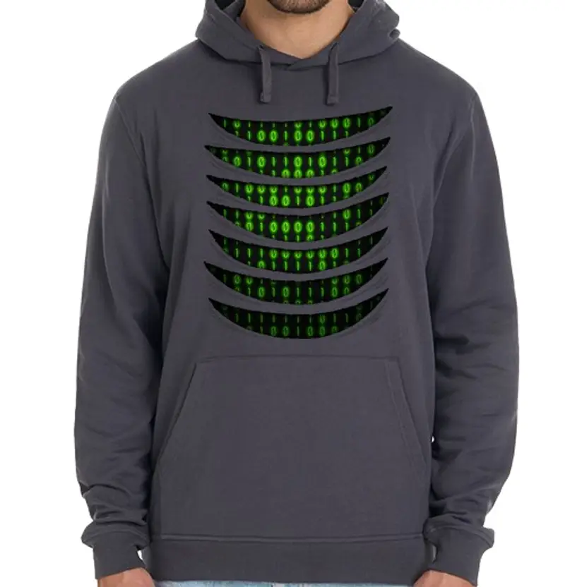 Felpa unisex con cappuccio code binario inside