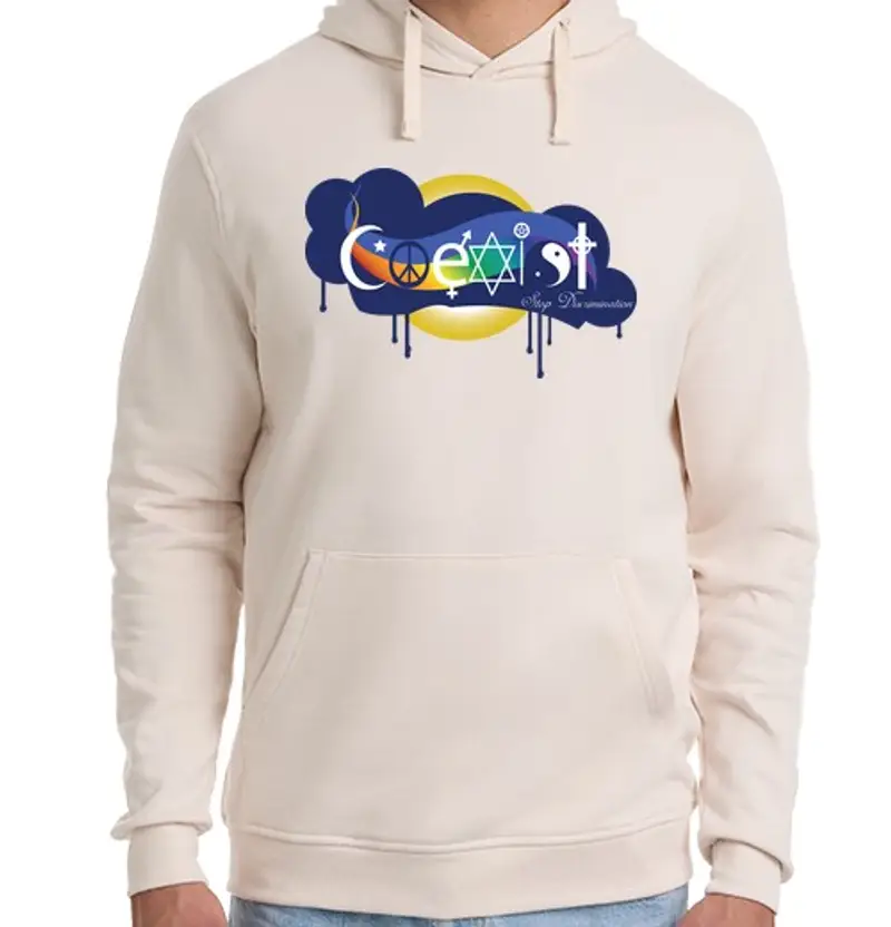 Felpa unisex con cappuccio Coesistere - stop discriminazione natio