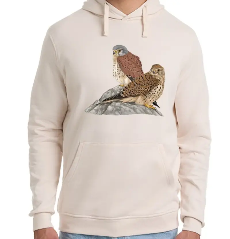 Felpa unisex con cappuccio coppia di gheppio comune