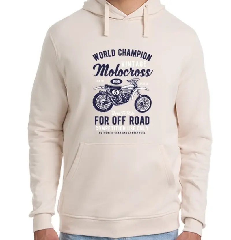Felpa unisex con cappuccio croce moto vintage